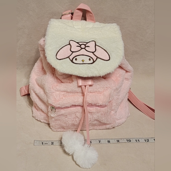 NEW My Melody pink faux fur small backpack bag Sanrio - Picture 5 of 9